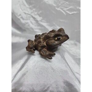 CRYPTOMERIA Carved Cedar burl Wood JAPANESE Sugi TOAD FROG Figurine MCM 2x2.5